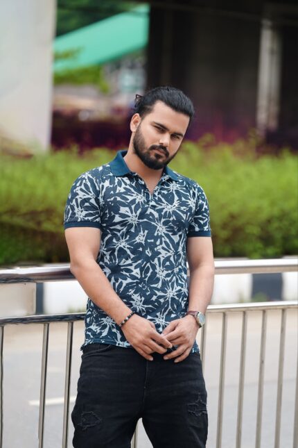 Polo Shirt-Navy Print
