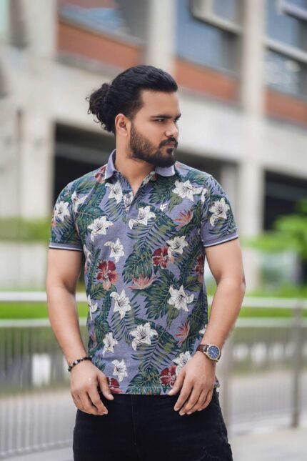 Polo Shirt-Ash Print