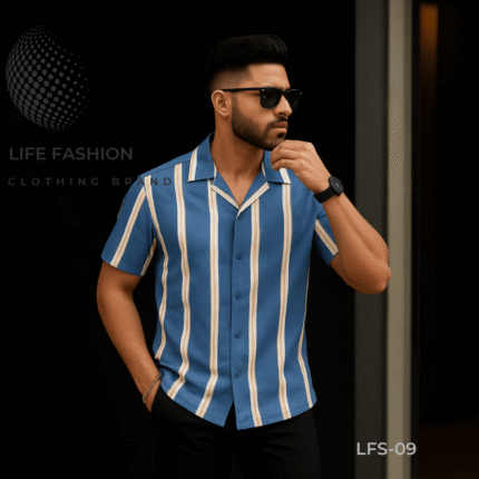 Shirt Navy Stripe Print